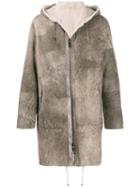 Giorgio Brato Hooded Shearling Coat - Brown