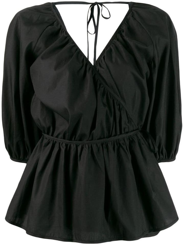 Cecilie Bahnsen Puffball Sleeve Draped Blouse - Black