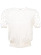 Giambattista Valli Floral Lace Detail Knitted Top - White