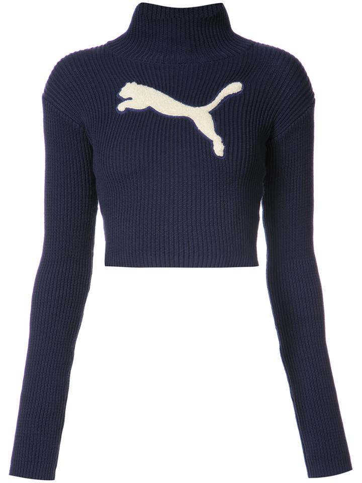 Fenty X Puma Cropped Logo Turtleneck Jumper - Blue