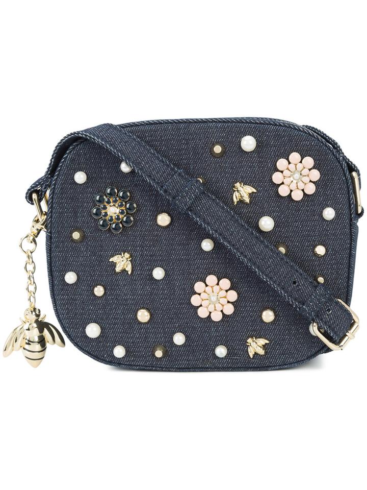 Christian Siriano Floral Embellished Crossbody Bag - Blue