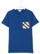 Burberry Kids Teen Check Pocket T-shirt - Blue