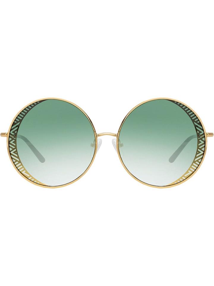 Linda Farrow Round Zigzag Sunglasses - Gold
