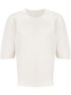 Homme Plissé Issey Miyake Cropped Sleeves Ribbed Jumper - White