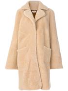Natasha Zinko Shearling Bunny Motif Coat - Nude & Neutrals