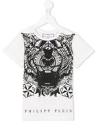Philipp Plein Kids 'tiger Stars' T-shirt, Boy's, Size: 12 Yrs, White