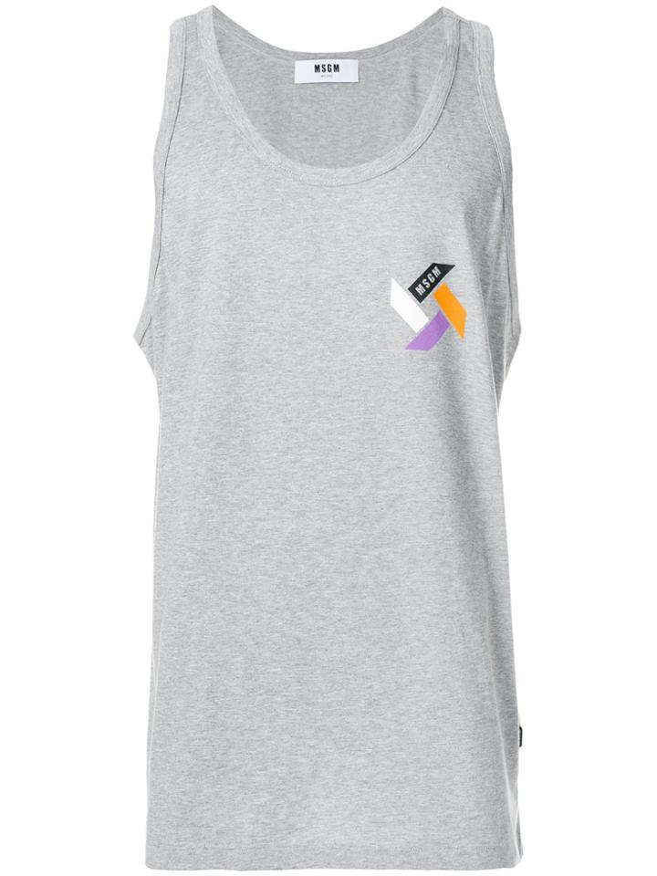 Msgm Logo Print Vest Top - Grey