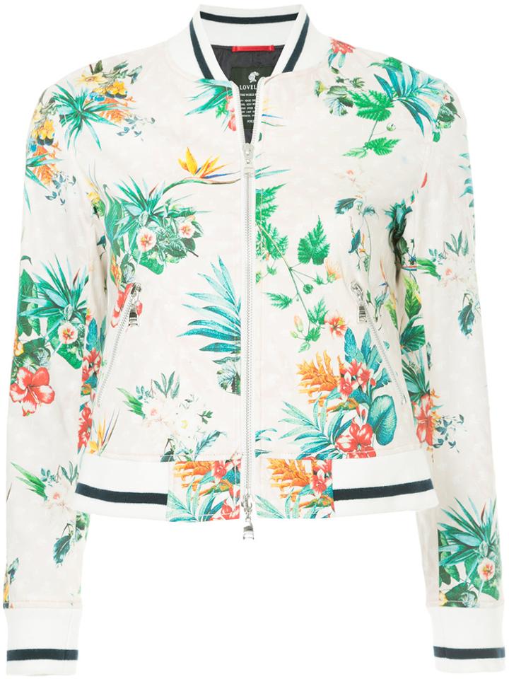 Loveless Tropical-print Bomber Jacket - Pink & Purple