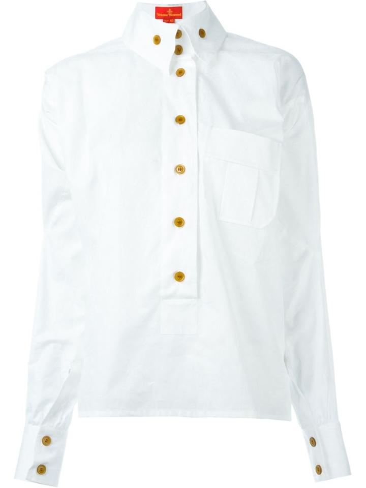 Vivienne Westwood Red Label Oversized Collar Shirt, Women's, Size: 40, White, Cotton