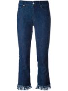 7 For All Mankind Raw Hem Cropped Jeans, Women's, Size: 31, Blue, Cotton/modal/polyester/spandex/elastane