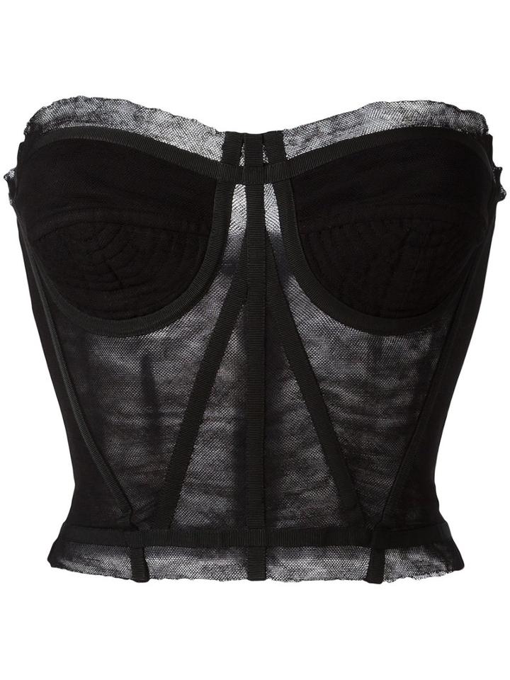Dolce & Gabbana Bustier Strapless Top, Women's, Size: 38, Black, Cotton/acetate/polyamide/spandex/elastane