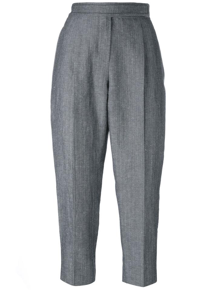 Brunello Cucinelli Cropped Trousers, Women's, Size: 38, Grey, Cotton/linen/flax/polyester/cupro