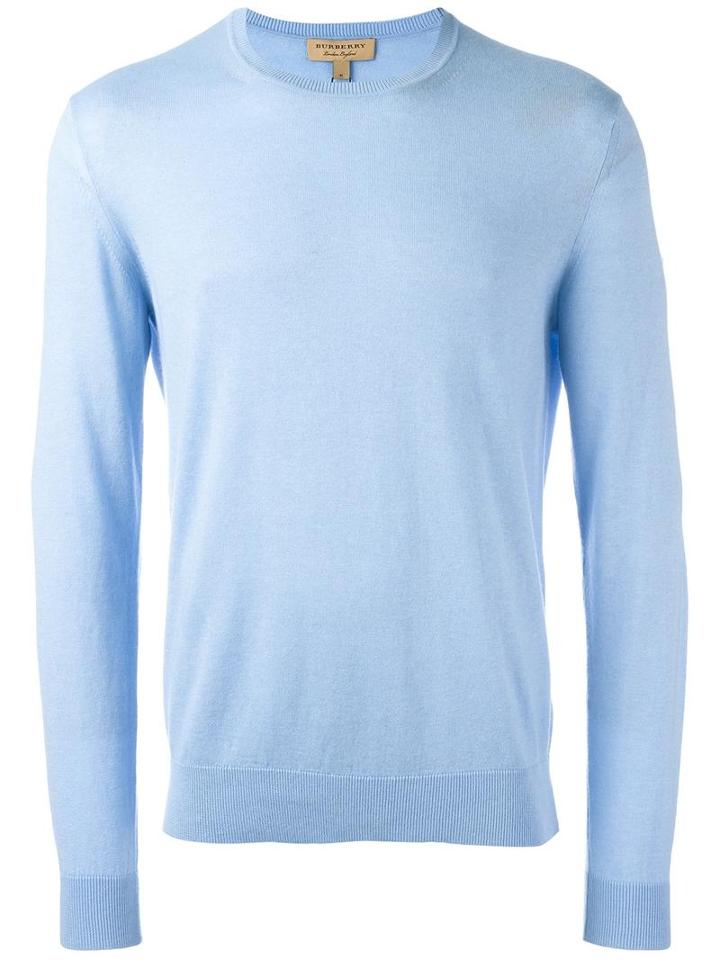 Burberry Elbow Patch Jumper, Men's, Size: Small, Blue, Wool/cashmere