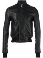 Rick Owens Cropped Bomber Jacket, Size: 50, Black, Calf Leather/cotton/viscose/cupro