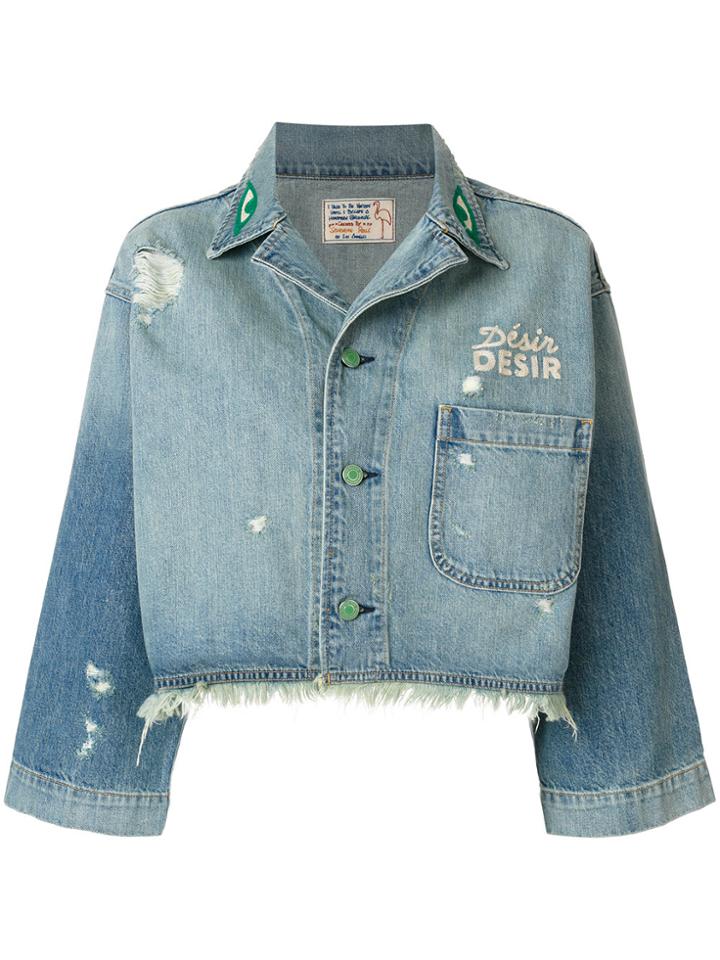 Sandrine Rose Cropped Denim Jacket - Blue