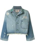 Sandrine Rose Cropped Denim Jacket - Blue