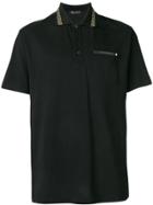 Versace Grecian Detail Polo Shirt - Black