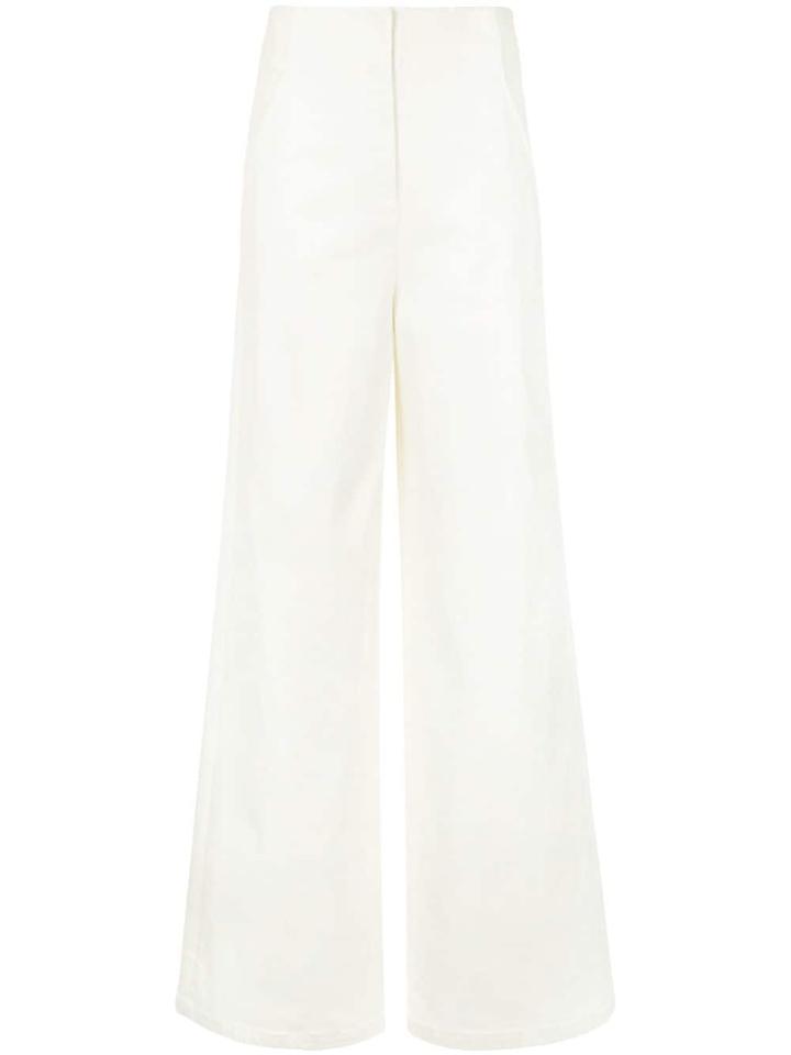 Tibi Washed Twill Wide-leg Jeans - White