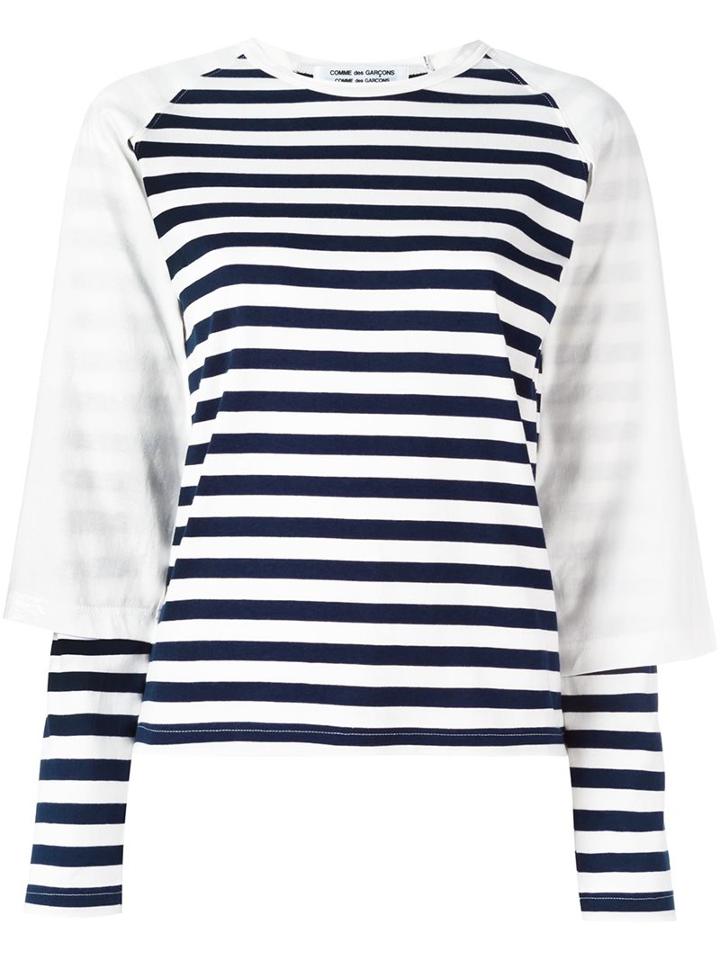 Comme Des Garçons Striped T-shirt, Women's, Size: Large, White, Cotton