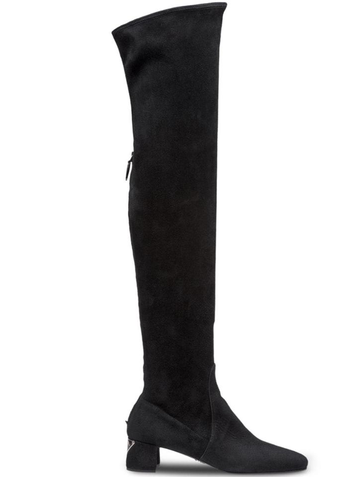 Prada Suede Over-the-knee Boots - Black