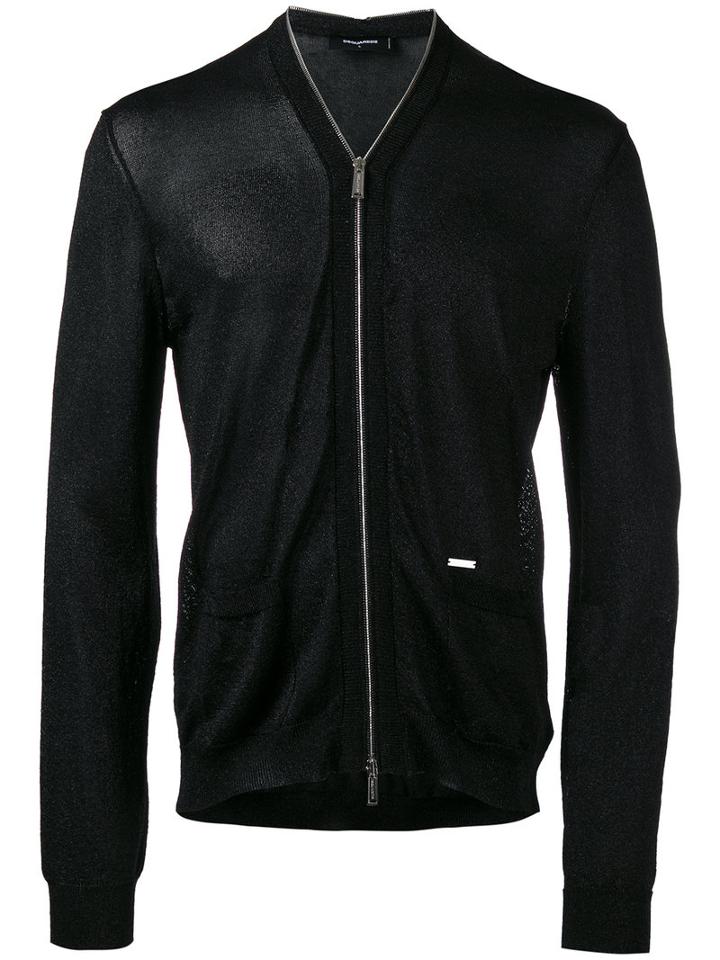 Dsquared2 Zip-down Cardigan, Men's, Size: Xl, Black, Cotton/polyester/viscose