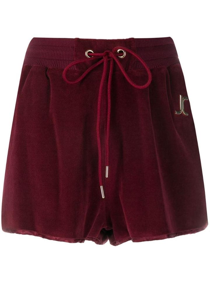 Just Cavalli Logo Plaque Track Shorts - Red