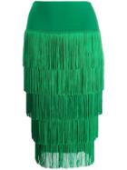 Norma Kamali Fringed Pencil Skirt - Green