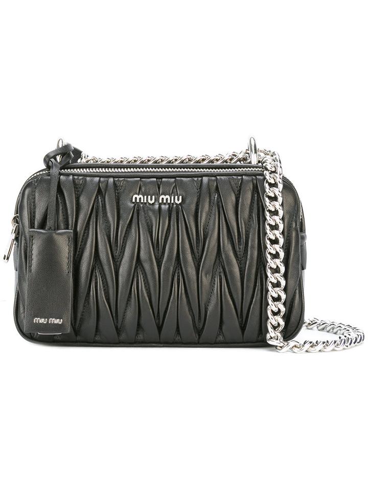 Miu Miu Quilted Shoulder Bag, Women's, Black, Calf Leather