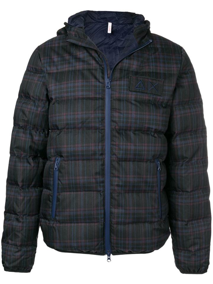Sun 68 Checked Padded Coat - Black