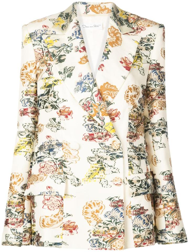 Oscar De La Renta Jacquard Blazer - White