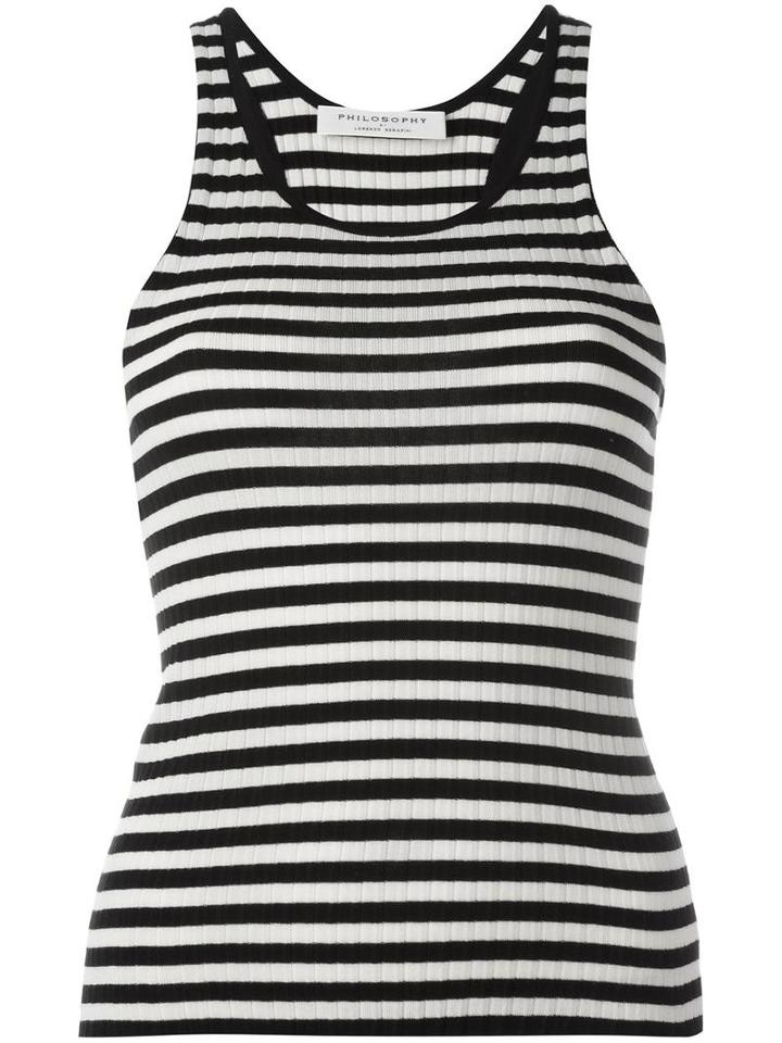 Philosophy Di Lorenzo Serafini Striped Tank Top, Women's, Size: 42, Black, Cotton