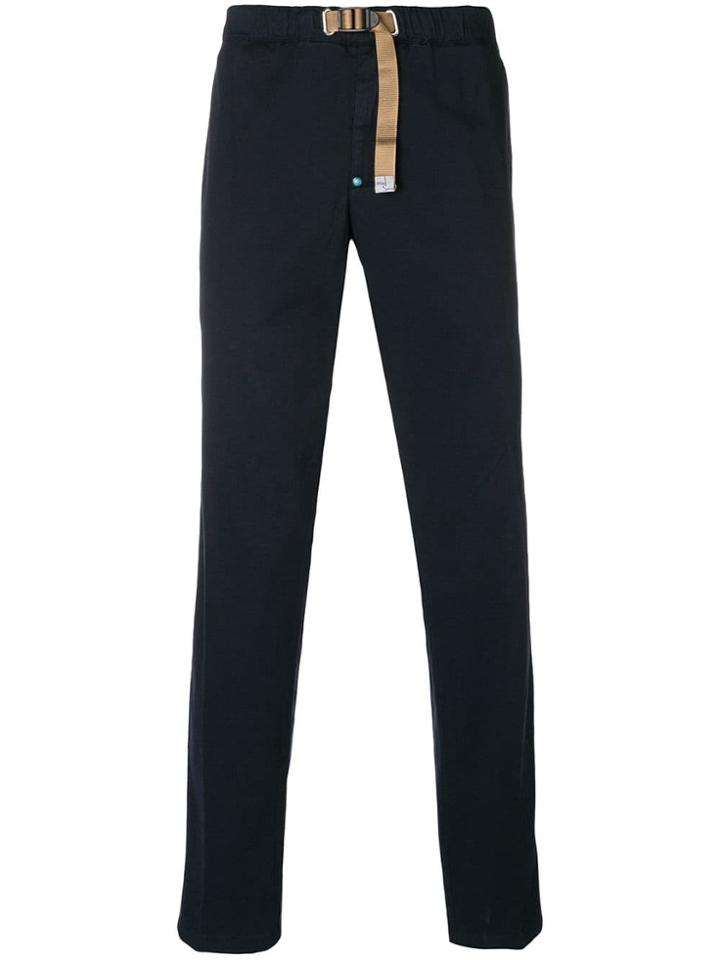 White Sand Buckled Slim-fit Trousers - Blue