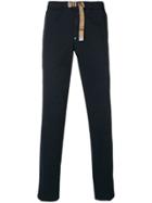 White Sand Buckled Slim-fit Trousers - Blue