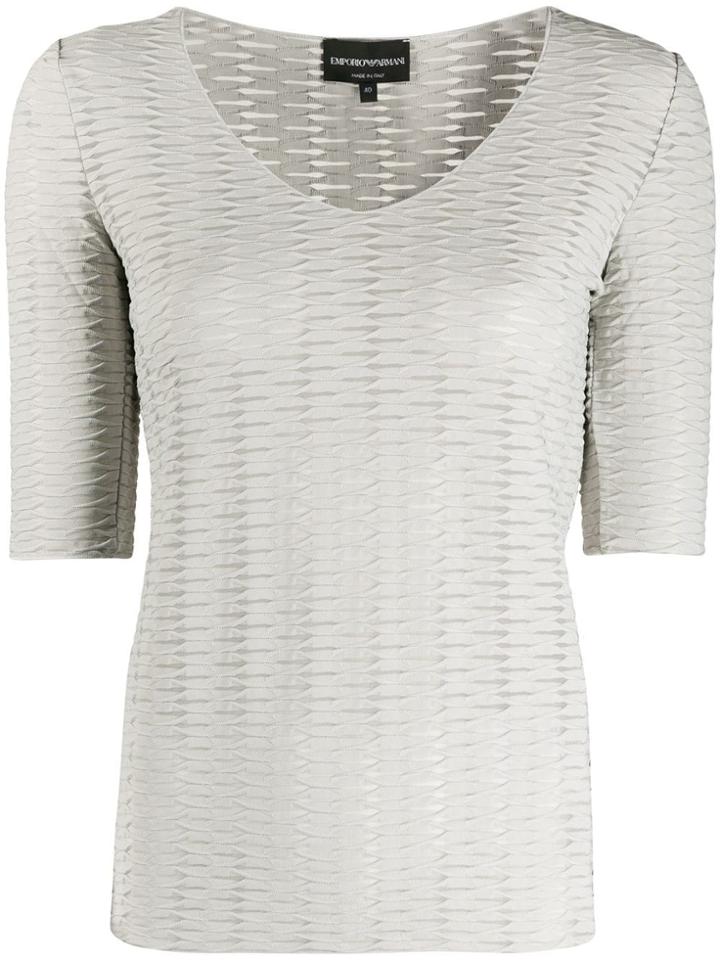 Emporio Armani Jacquard Effect T-shirt - Grey