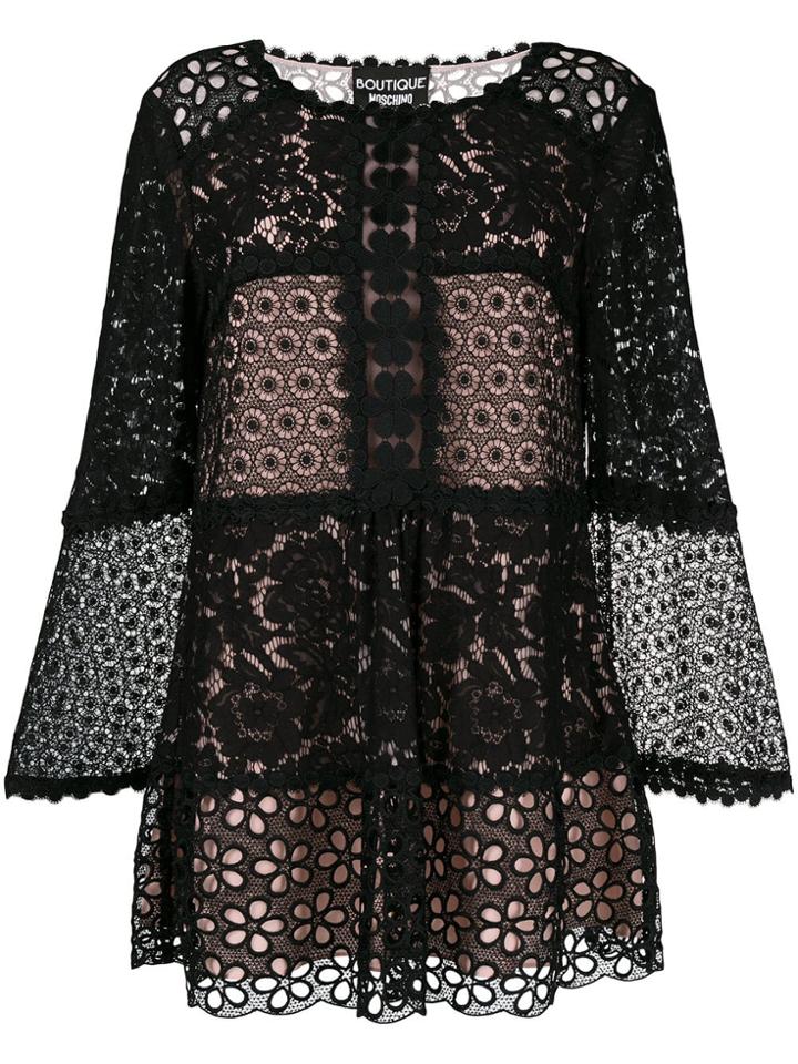 Boutique Moschino Broderie Anglaise Blouse - Black