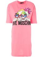 Love Moschino Logo Print T-shirt Dress - Pink & Purple