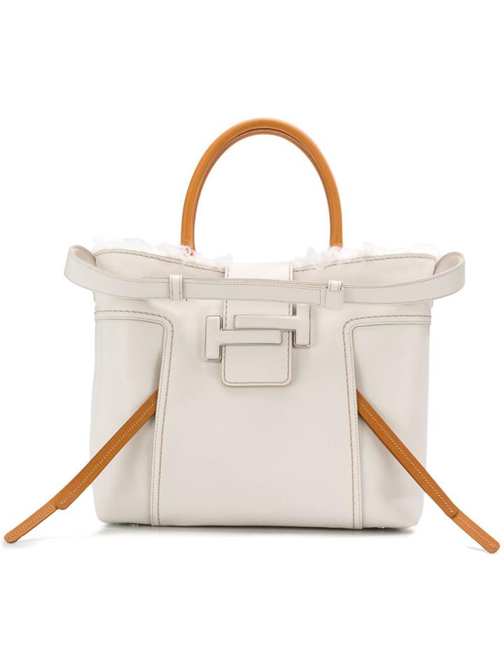 Tod's Fur-trim Tote Bag - White