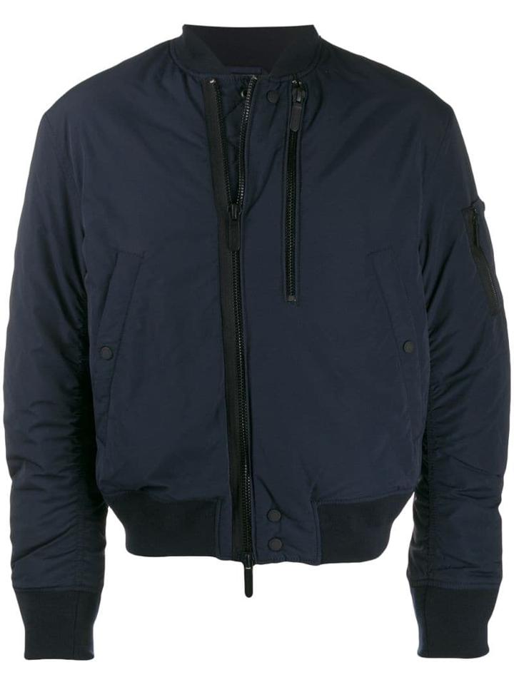 Emporio Armani Loose-fit Zip-up Bomber - Blue