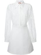 No21 Lace Contrast Dress, Women's, Size: 40, White, Cotton/polyamide/spandex/elastane/cupro