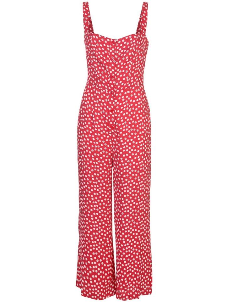 Reformation Della Floral Print Jumpsuit - Red