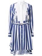 Sacai - Striped Shirt Dress - Women - Silk/cotton/nylon - Xs, White, Silk/cotton/nylon