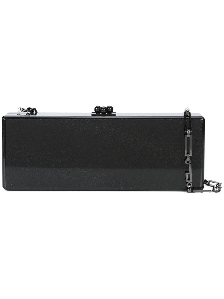 Edie Parker Flavia Glitter Clutch Bag - Black