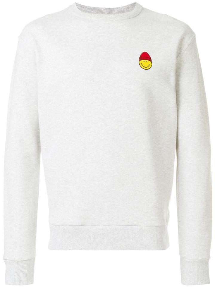 Ami Paris Crewneck Sweatshirt Smiley Patch - Grey