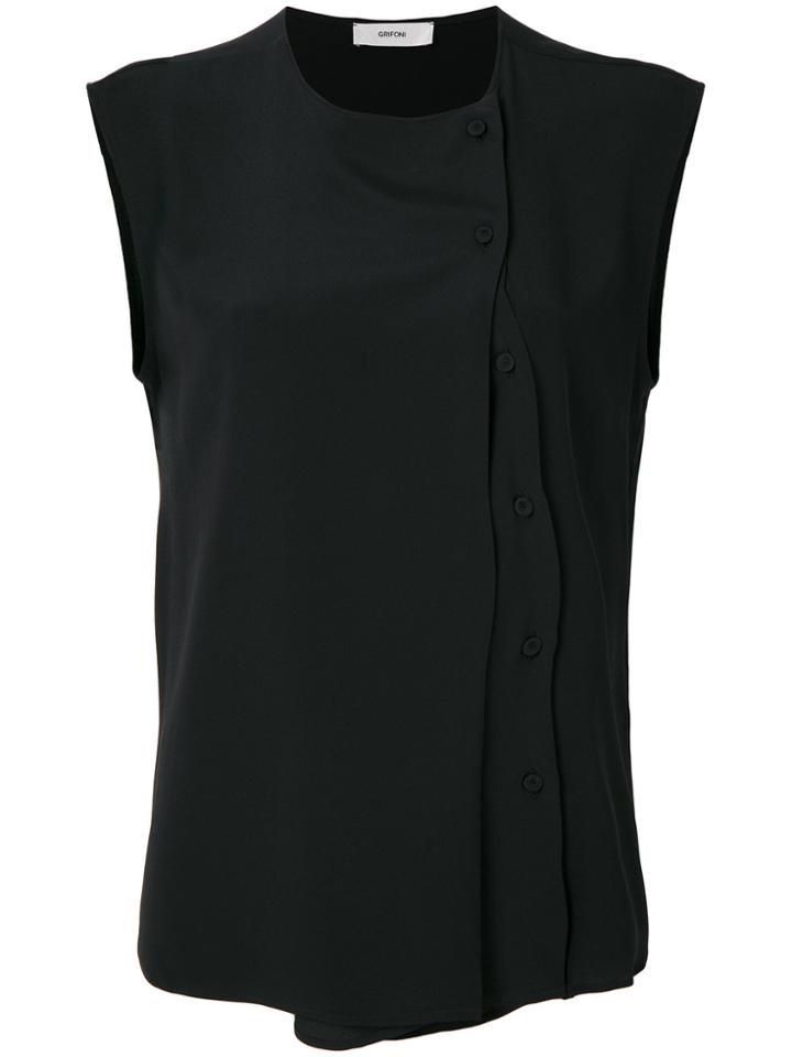 Mauro Grifoni Side Button Sleeveless Blouse - Black