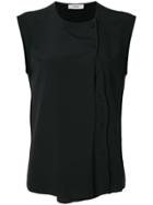 Mauro Grifoni Side Button Sleeveless Blouse - Black