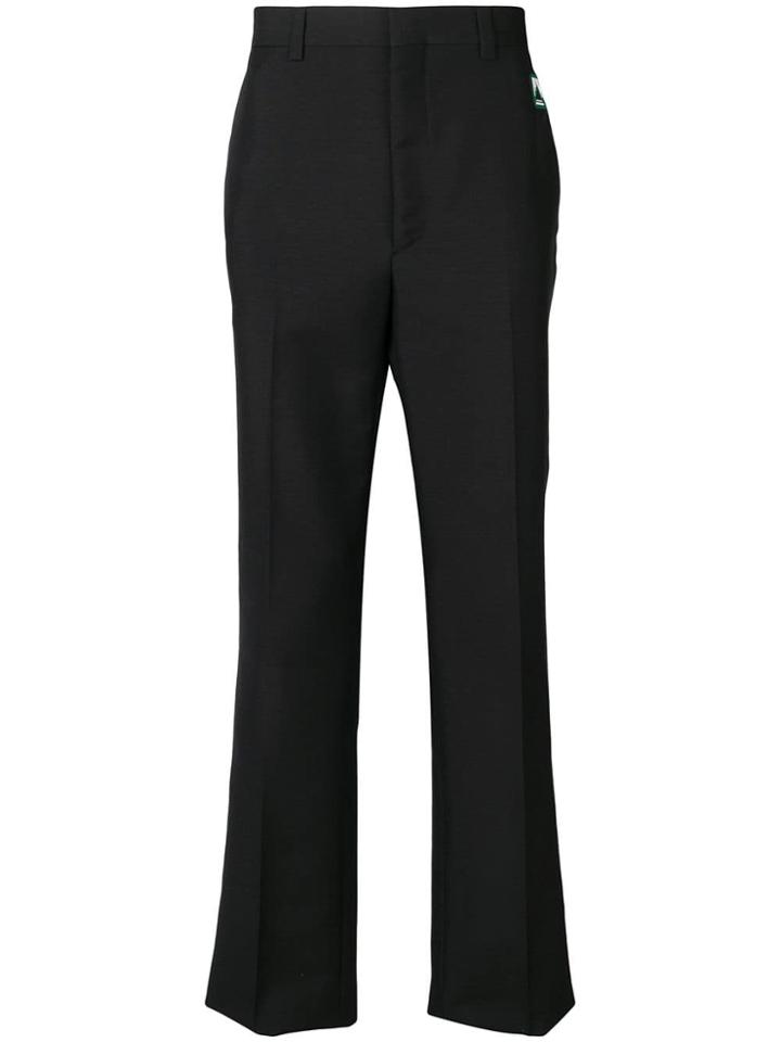 Prada Logo Patch Tailored Trousers - Black