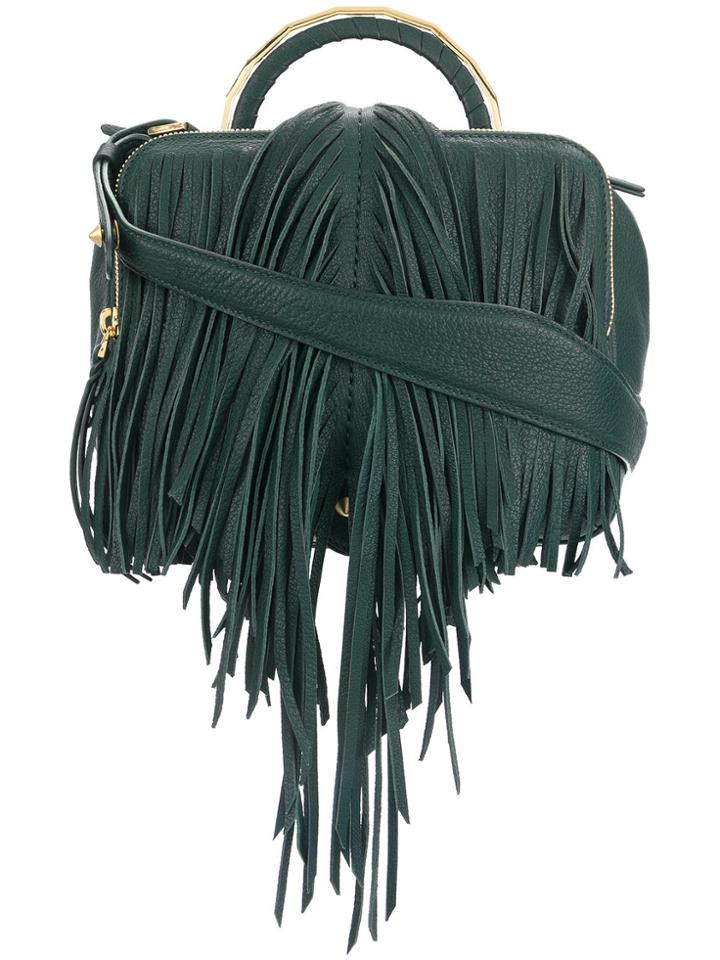 The Volon Fringe Detail Shoulder Bag - Green