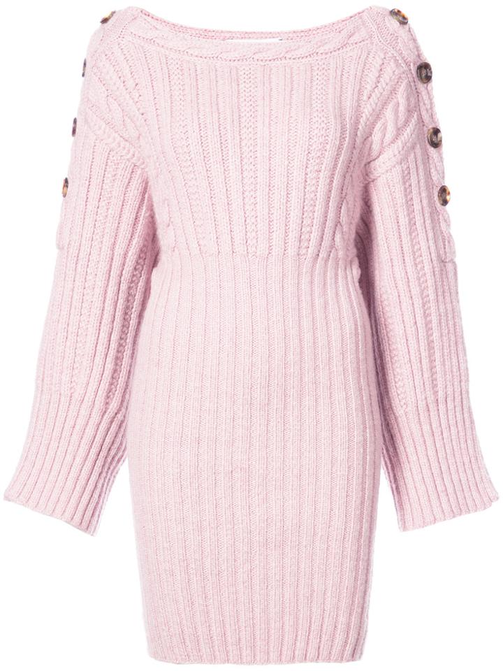 Spencer Vladimir Cable Knit Sweater Dress - Pink & Purple