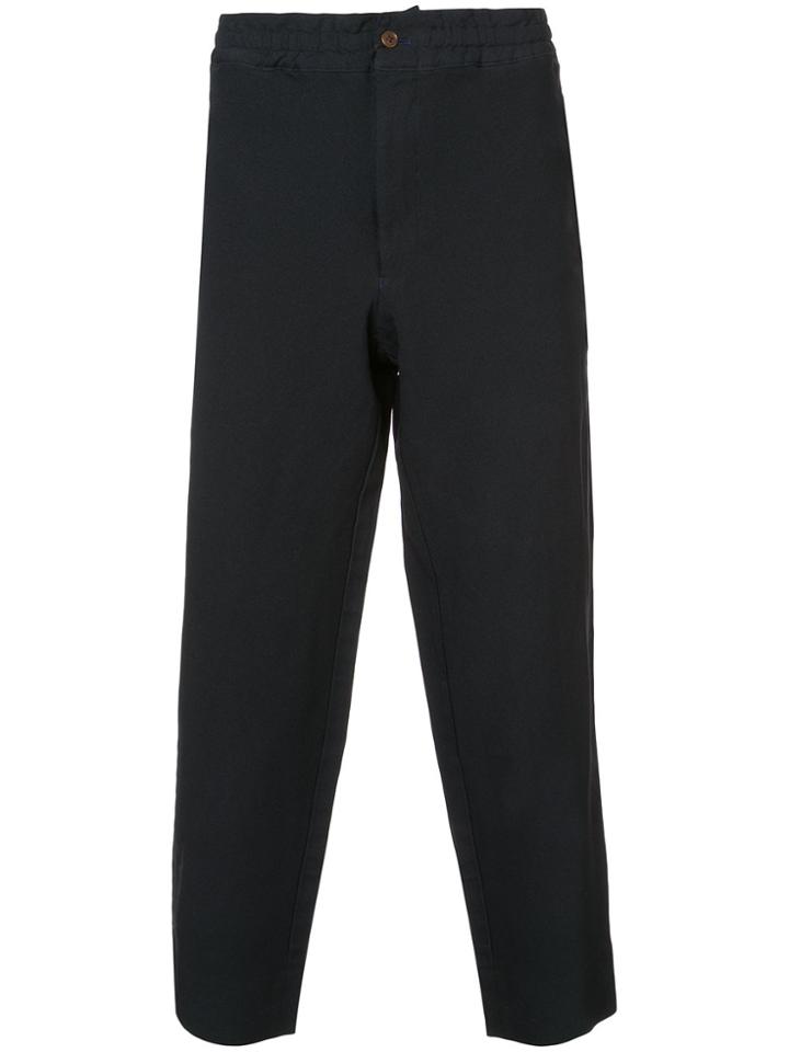 Comme Des Garçons Homme Plus Cropped Straight Leg Trousers - Blue