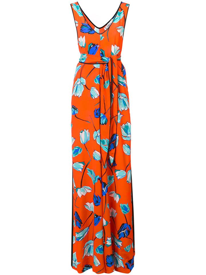 Dvf Diane Von Furstenberg Floral Print Long Dress - Red